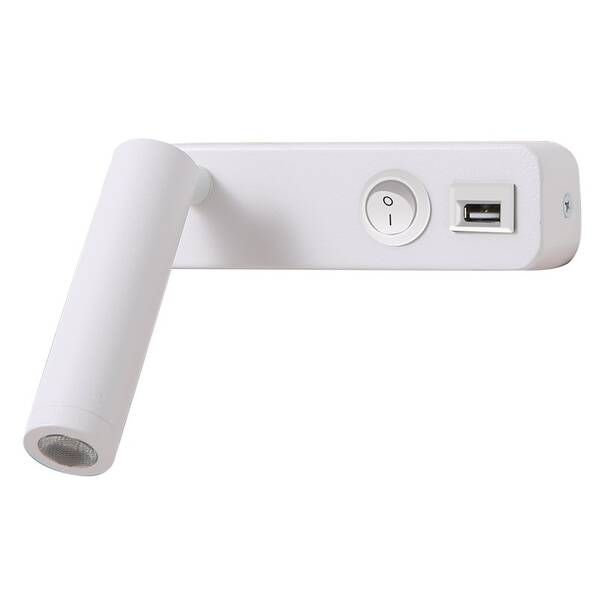 Nástěnné svítidlo IMMAX GOAL LED, vypínač, USB, 3W bílé

