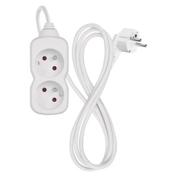 Kabel prodlužovací EMOS 2 x zásuvka, 1,4m bílý


