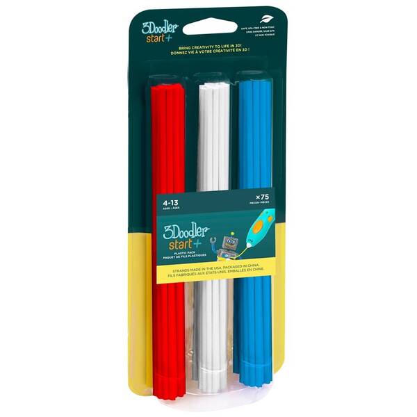 Náplň 3Doodler ECO-PCL pro 3D pero Start+ 75ks bílá/červená/modrá

