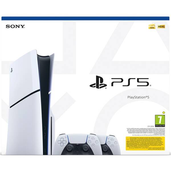 Herní konzole Sony PlayStation 5 (typ modelu - slim) + 2x bezdrátový ovladač DualSense bílá

