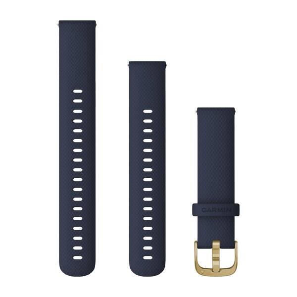 Řemínek Garmin Quick Release 18mm, silikonový tmavě modrý, zlatá přezka 

