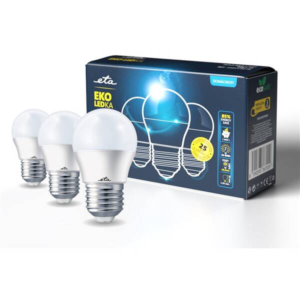 Žárovka LED ETA EKO LEDka mini globe 7W, E27, teplá bílá, 3ks 

