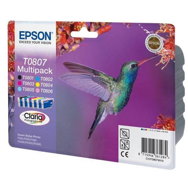 Inkoustová náplň Epson T0807 černý/červený/modrý/žlutý

