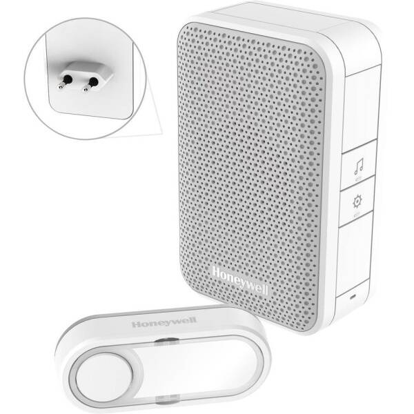 Zvonek bezdrátový Honeywell DC311EP2, do zásuvky, 60m bílý

