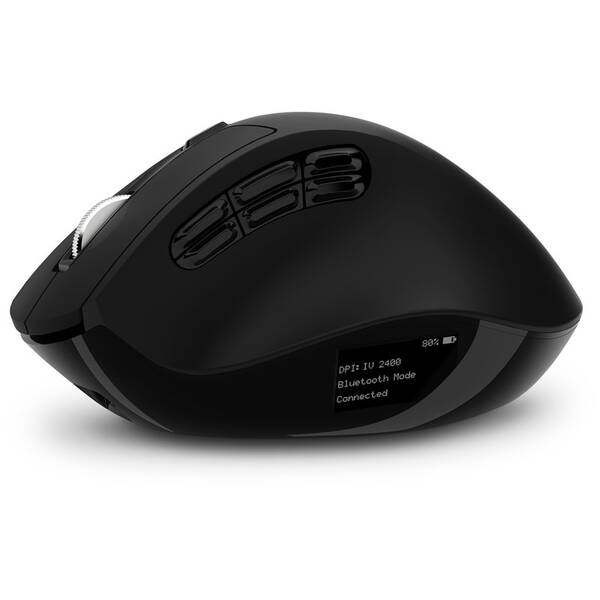 Myš Connect IT FOR HEALTH DualMode bezdrátová, ergonomická, s LCD displejem černá

