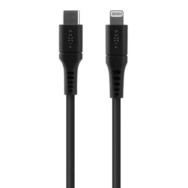 Kabel FIXED Liquid silicone USB-C/Lightning s podporou PD, MFi, 0,5m černý

