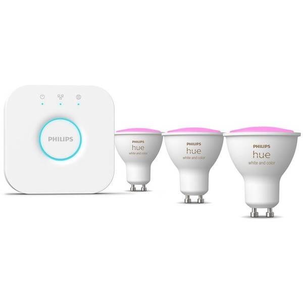 Startovací sada Philips 5,7W, GU10, White and Color Ambiance, 3ks + Bridge 

