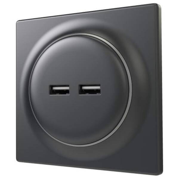 Zásuvka Fibaro Walli USB zásuvka, matná antracit 

