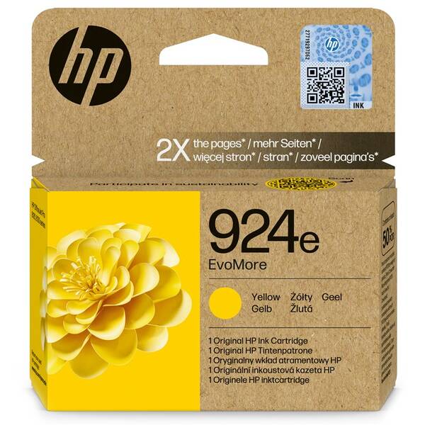 Inkoustová náplň HP EvoMore 924e XL, 800 stran žlutá

