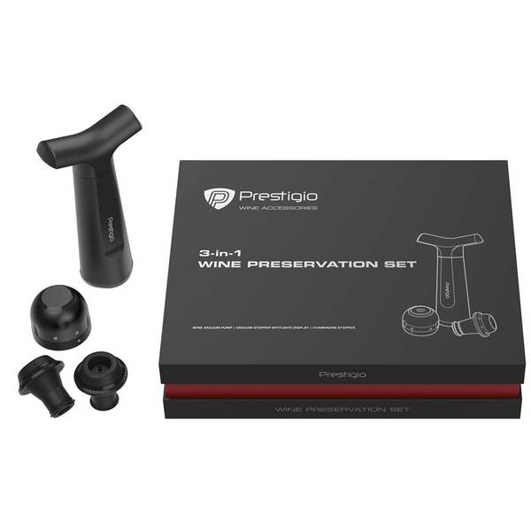 Sada Prestigio set pro uchování nedopitých láhví vína černá


