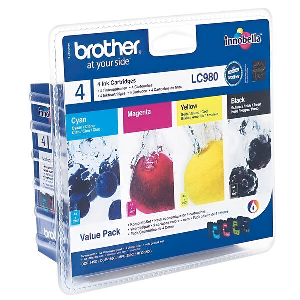 Inkoustová náplň Brother LC-980, 1x300 stran, 3x260 stran, CMYK 


