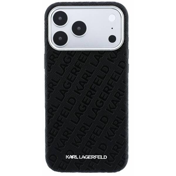 Kryt na mobil Karl Lagerfeld PU Grained Allover Semi Wrap Magsafe na Apple iPhone 18 Pro černý

