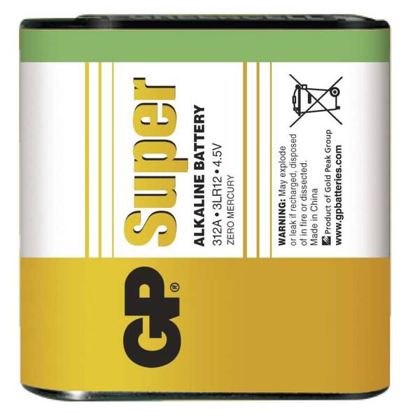 Baterie alkalická GP Super 4,5V, 312A, fólie 1ks 

