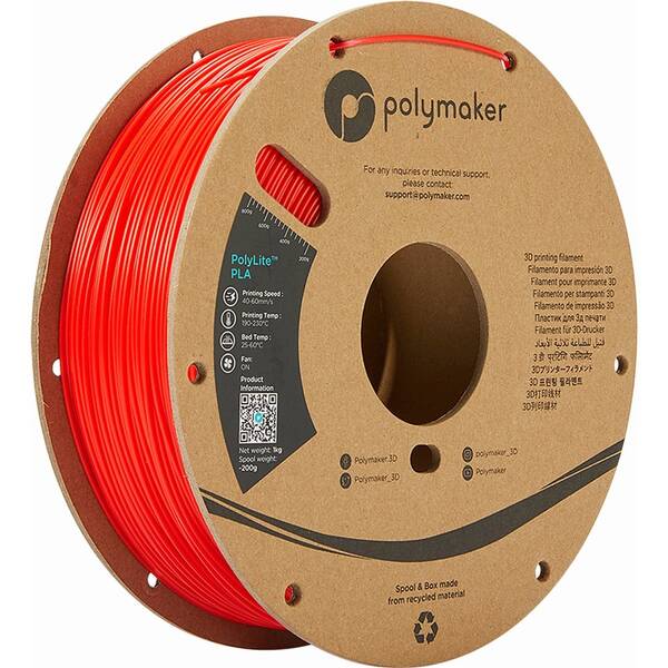 Filament Polymaker PolyLite PLA, 1,75 mm, 1 kg červený

