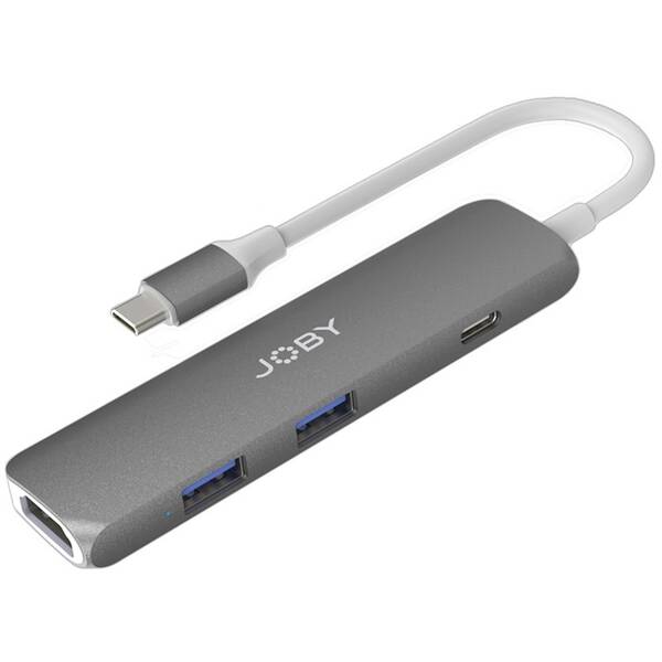 USB Hub JOBY USB-C/4K HDMI, 2x USB 3.0, USB-C šedý

