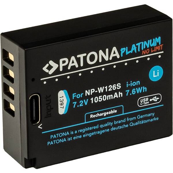 Baterie PATONA pro foto Fuji NP-W126S 1050mAh Li-Ion Platinum, USB-C černá

