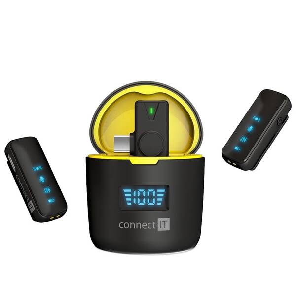 Mikrofon Connect IT ClipMic Pro USB-C  (2 ks + receiver) černý

