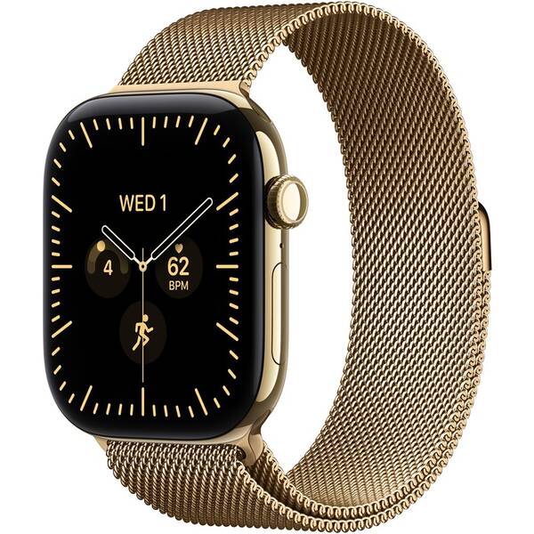 Chytré hodinky Apple GPS + Cellular 42 mm zářivě zlatý titan, zářivě zlatý milánský tah 

