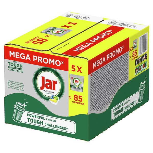 Kapsle do myčky Jar tabs BOX Platinum Yellow 5 x 17 ks 

