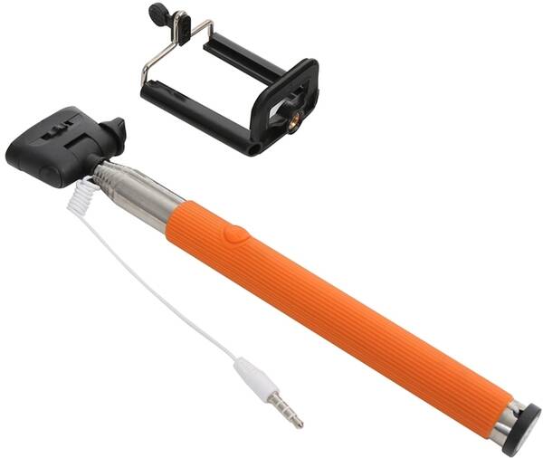 Selfie tyč PLATINET OMEGA MONOPOD, jack 3.5 mm, oranžová 

