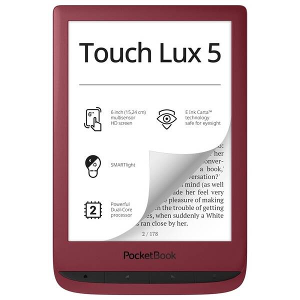 Čtečka e-knih PocketBook 628 Touch Lux 5 červená

