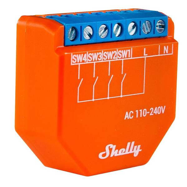 Modul Shelly i4 Plus, modul 4 digitálních vstupů, WiFi a BT 

