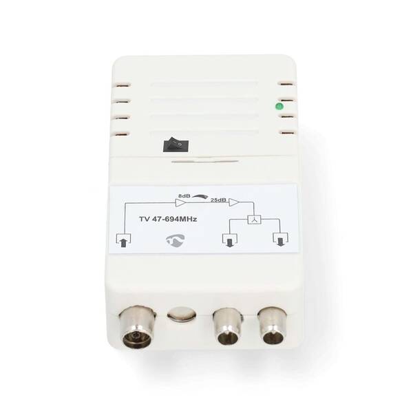 Zesilovač Nedis 25 dB, 3x IEC, ovládání zesílení bílý

