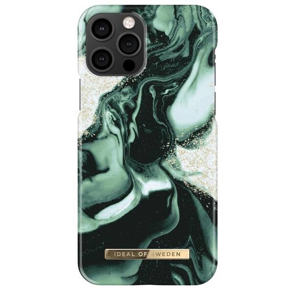 Kryt na mobil iDeal Of Sweden Fashion na Apple iPhone 12/12 Pro - Golden Olive Marble 

