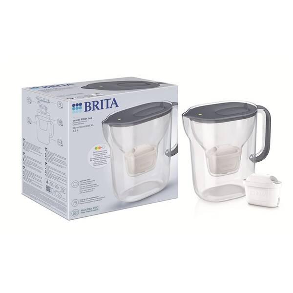 Filtrační konvice BRITA Style Essential XL, 3,6 l + 1 filtr šedá

