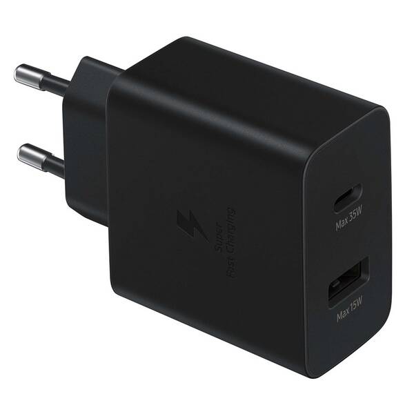 Nabíječka do sítě Samsung EP-TA220, 1x USB, 1x USB-C PD, 35W černá

