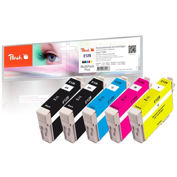 Inkoustová náplň Peach Epson 129, T1295 MultiPac Plus, 2x 13, 3x 8,3 ml vícebarevná

