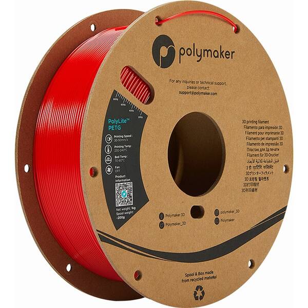 Filament Polymaker PolyLite PETG, 1,75 mm, 1 kg červený

