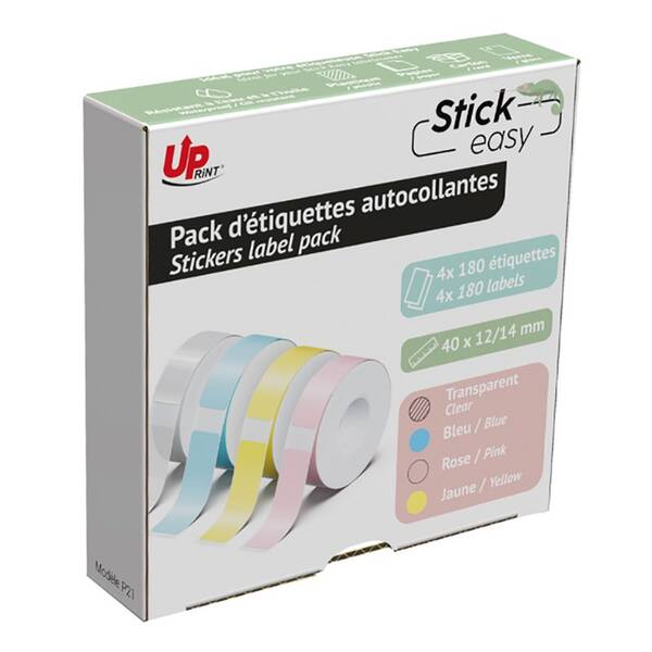 Etikety UPrint 14mmx40mm, 4x180 etiket, pro tiskárny etiket UPrint modrá/žlutá/růžová/průhledná

