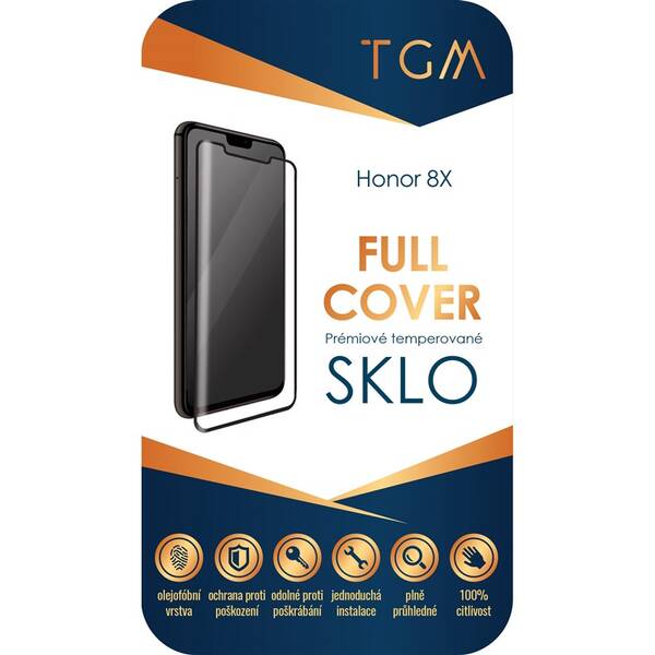 Tvrzené sklo TGM Full Cover na Honor 8X černé

