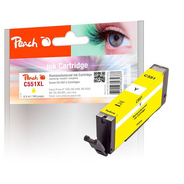 Inkoustová náplň Peach Canon CLI-551Y, 365 stran žlutá

