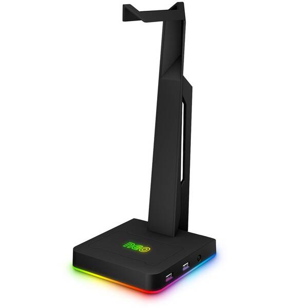 Stojánek Connect IT NEO Stand-It RGB na sluchátka + USB hub černý

