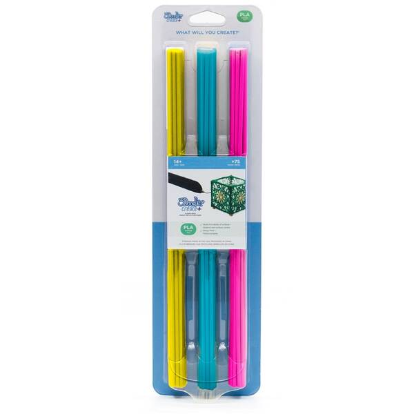 Náplň 3Doodler Create PLA pro 3D pero 75ks - neonové modrá/žlutá/růžová

