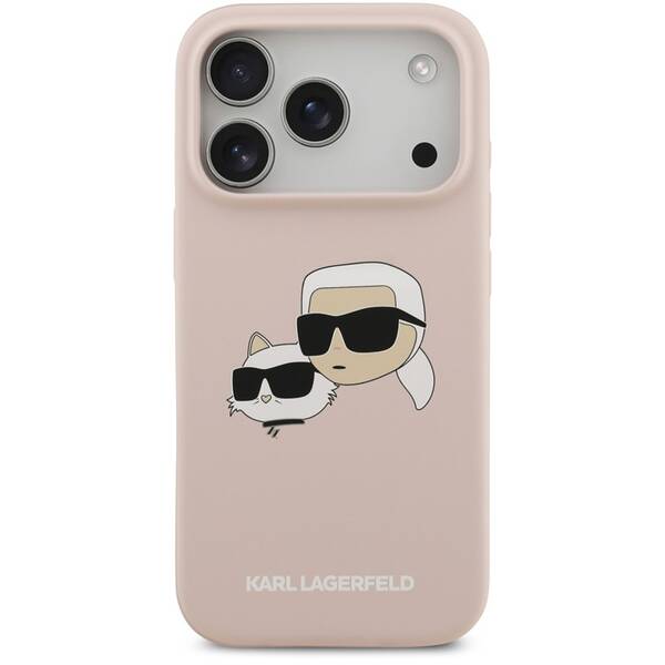 Kryt na mobil Karl Lagerfeld Liquid Silicone Double Heads MagSafe na Apple iPhone 17 Pro růžový

