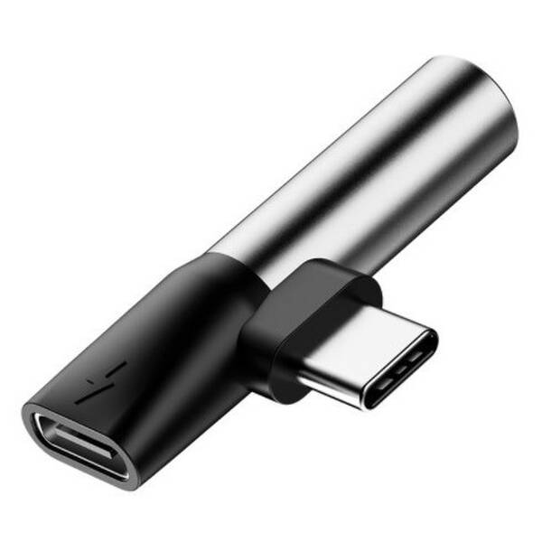 Redukce Baseus USB-C samec / USB-C samice /3,5mm Jack samice stříbrná

