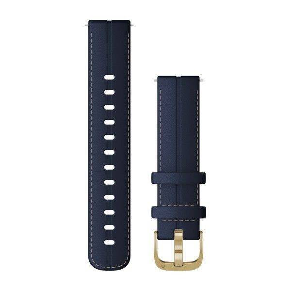 Řemínek Garmin Quick Release 18mm, kožený modrý, zlatá přezka 

