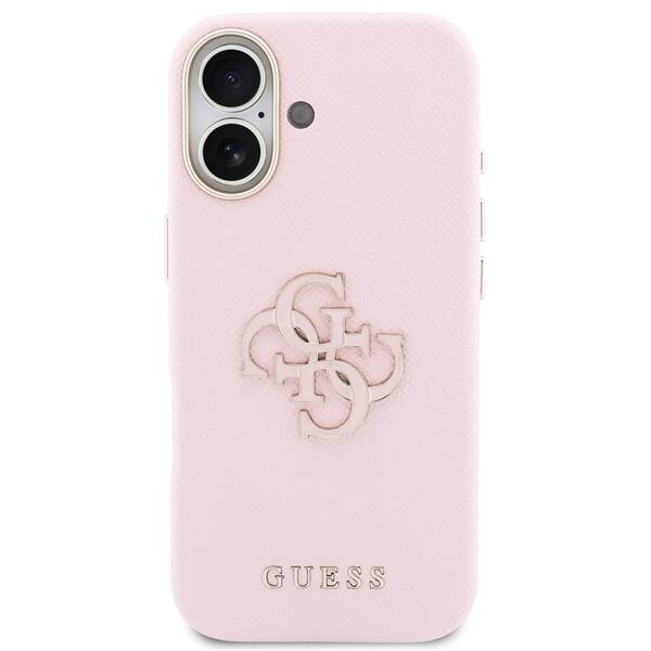 Kryt na mobil Guess PU Resin Logo na Apple iPhone 17 růžový

