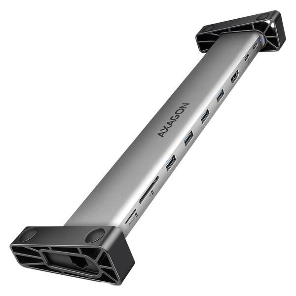 USB Hub Axagon USB-C 5Gbps LONGER 9in1 hub stříbrný

