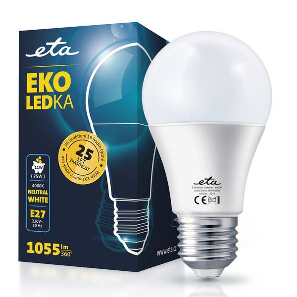 Žárovka LED ETA EKO LEDka klasik 11W, E27, neutrální bílá 

