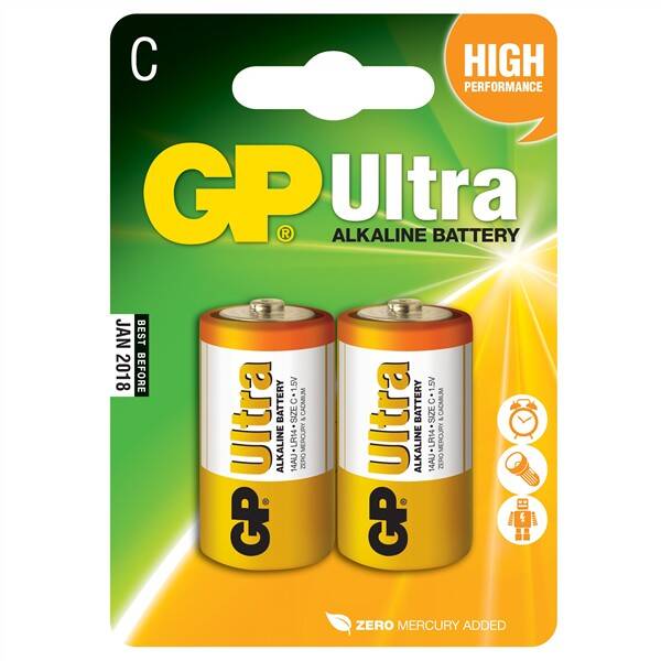 Baterie alkalická GP Ultra C, LR14, blistr 2ks 

