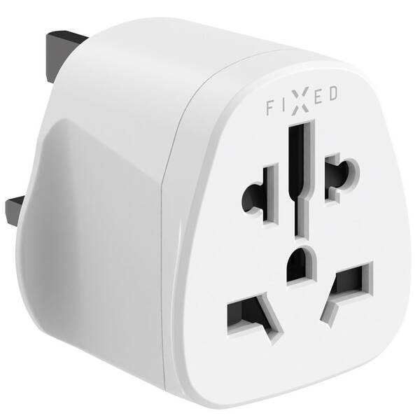 Cestovní adaptér FIXED pro UK, US, AUS do UK bílý

