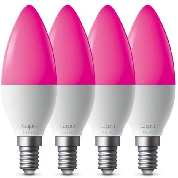Chytrá žárovka TP-Link Tapo L430C Smart Wi-Fi, E14, 4,8 W, vícebarevná, 4 ks 


