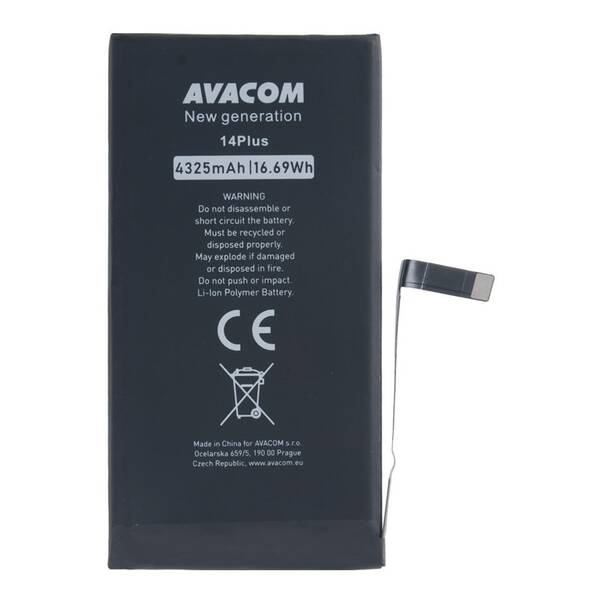 Baterie Avacom na Apple iPhone 14 Plus, Li-Ion 3,86V 4325mAh (náhrada A2850) černá

