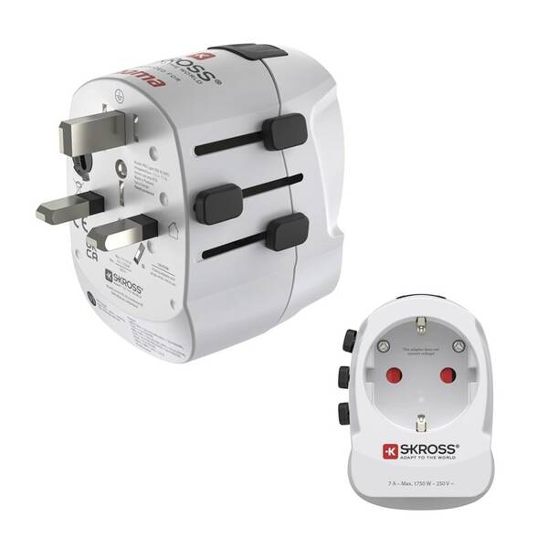 Cestovní adaptér Hama Pro Light AC 30PD, 3-pól, USB-A/USB-C 30 W bílý

