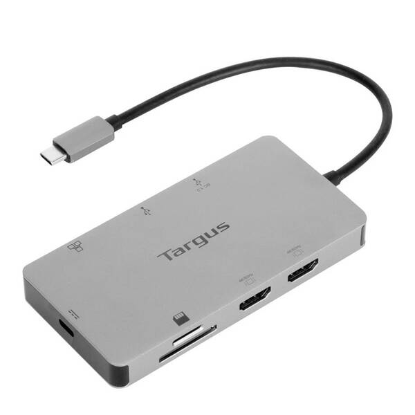 Dokovací stanice Targus Universal USB-C Dual HDMI 4K Dock, 100W PD Pass-Thru, MST stříbrná

