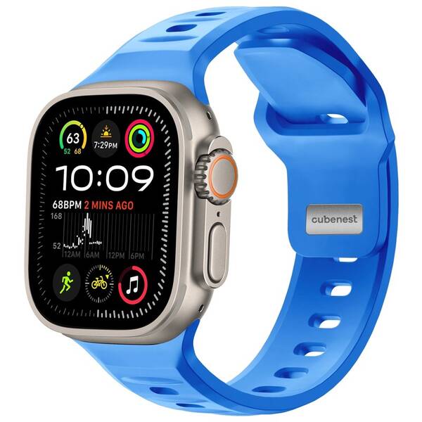 Řemínek Cubenest Premium Silikon Sport na Apple Watch 42/44/45/Ultra 49 mm modrý


